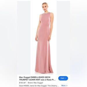 Ieena for Mac Duggal Pink Embellished Neck Trumpet Gown - Size 8